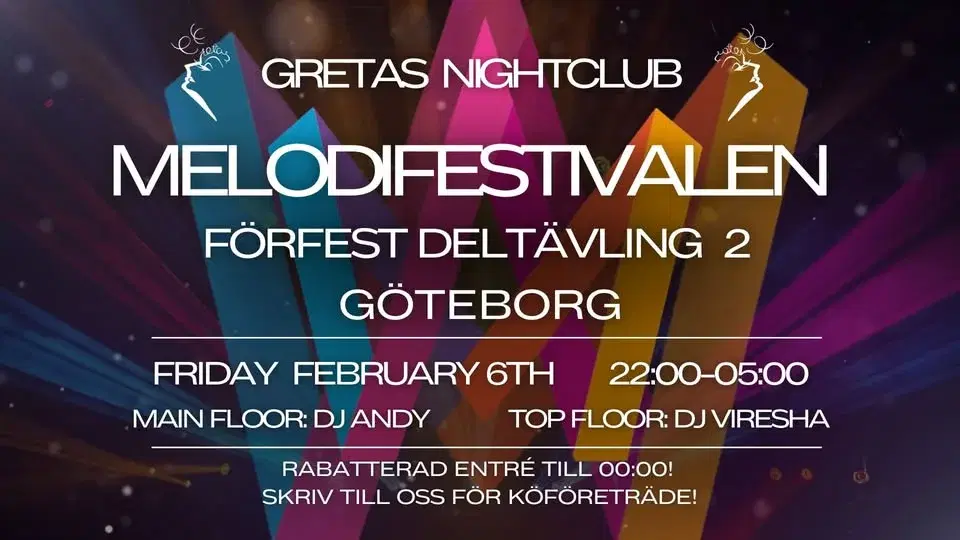 🎤✨ MELODIFESTIVALEN – FÖRFEST DELTÄVLING 2 @ GRETAS NIGHTCLUB GÖTEBORG ✨🎤