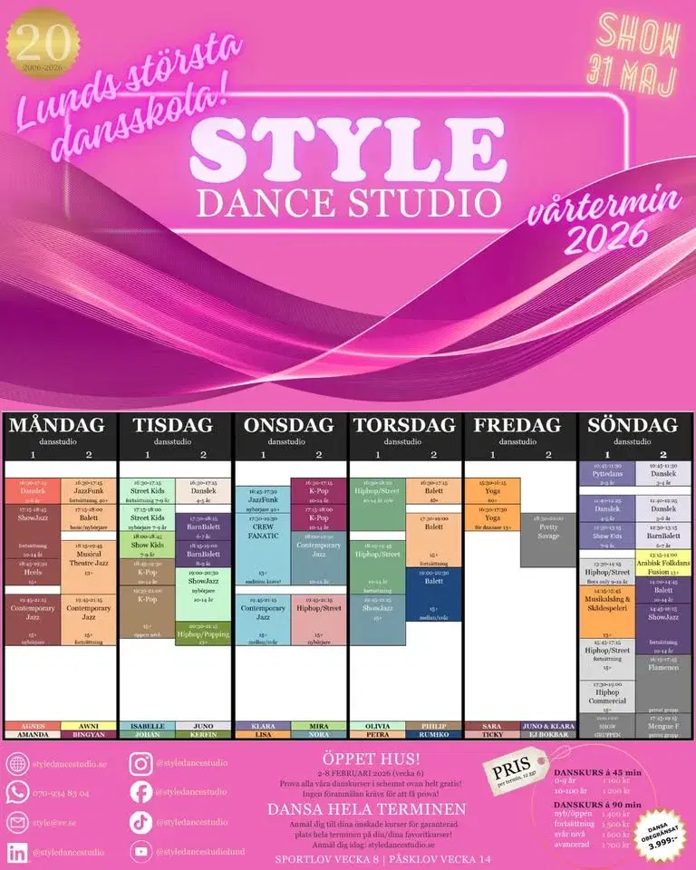 STYLE DANCE STUDIO - VÅRTERMINEN 2026